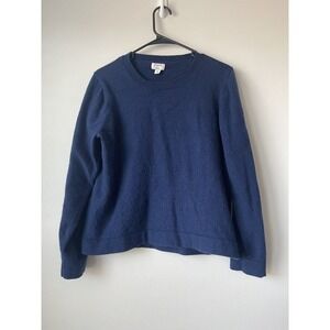 J Crew Sweater Women’s Medium Blue Knit Cotton Wool blend Classic Crewneck​​​​​